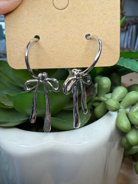 Bow Charm Hoops