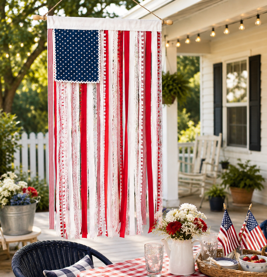 Stars Stripes and Lace Hanging Banner