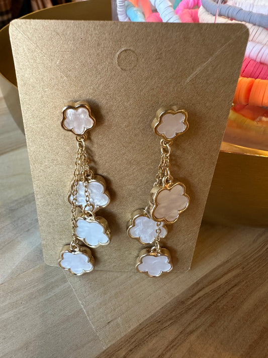 Pearl Clover Drop Earrings