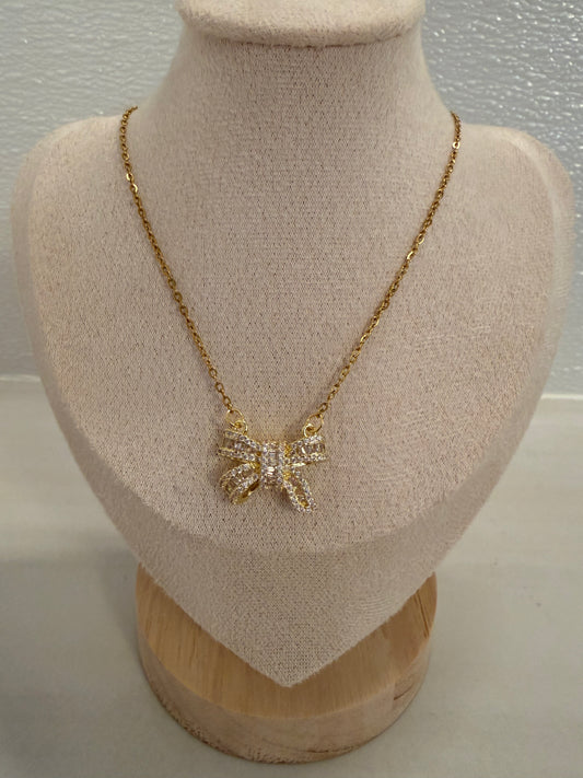 Sweet Sparkle Bow Necklace
