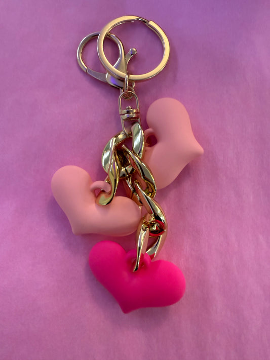Triple Heart Bag Charm