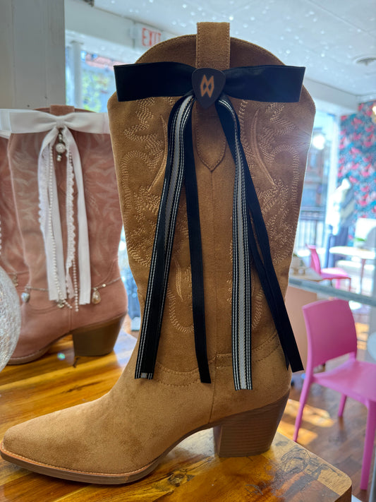 Boot Bows - Black with Guitar Pick