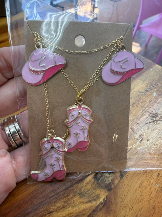 Boot Laces - Pink Cowboy Boots & Hat