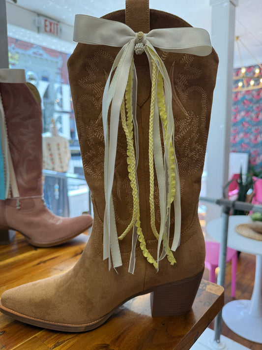 Boot Bows - Ivory and Yellow