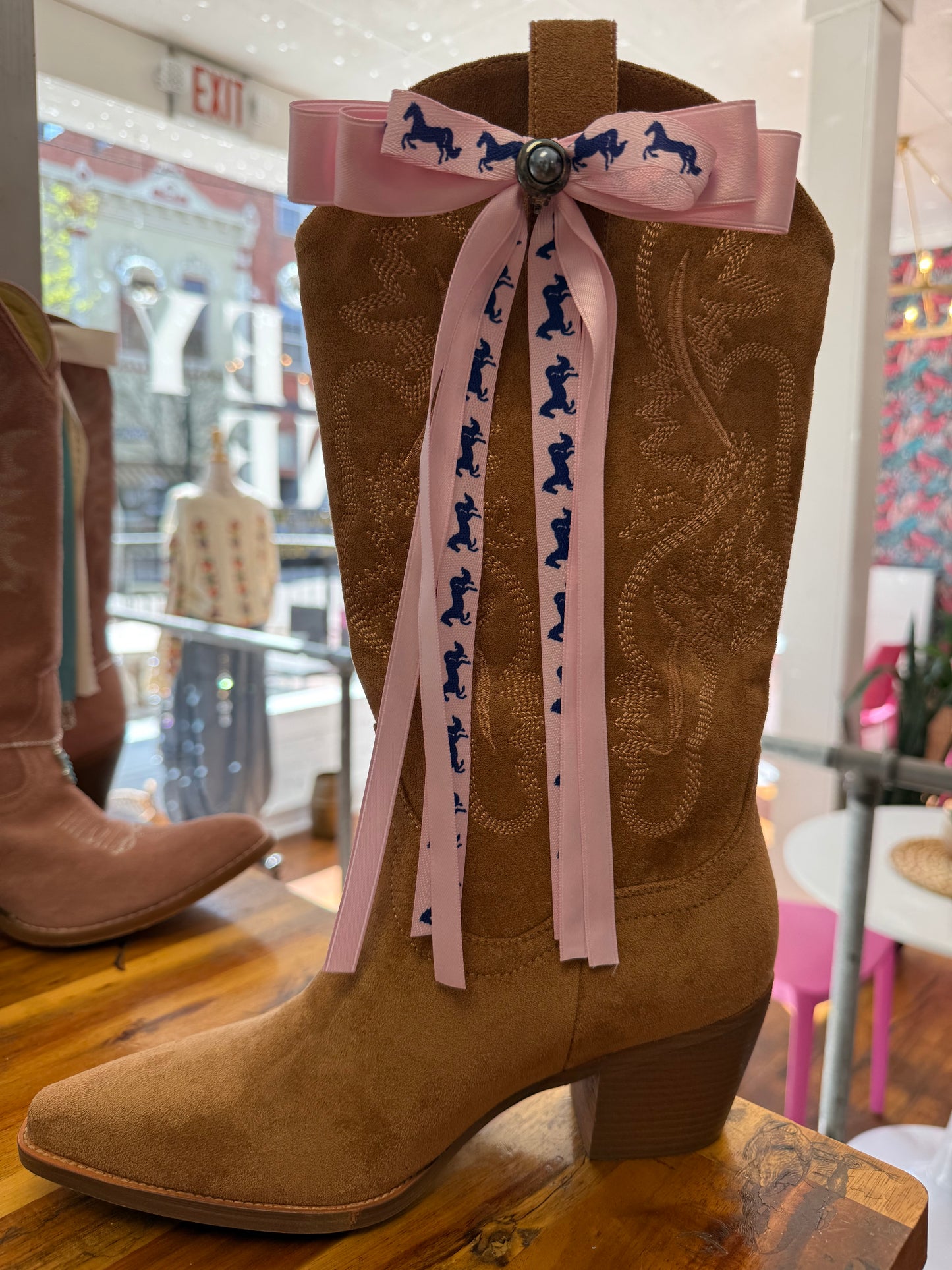 Boot Bows - Pink with Horses