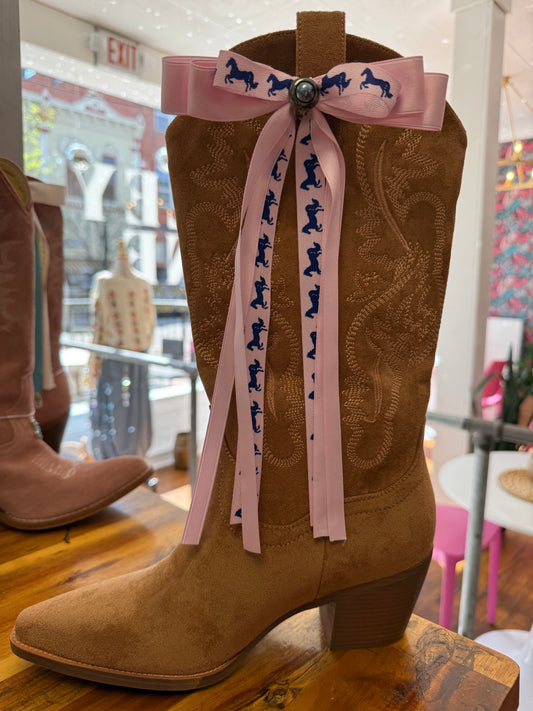 Boot Bows - Pink with Horses