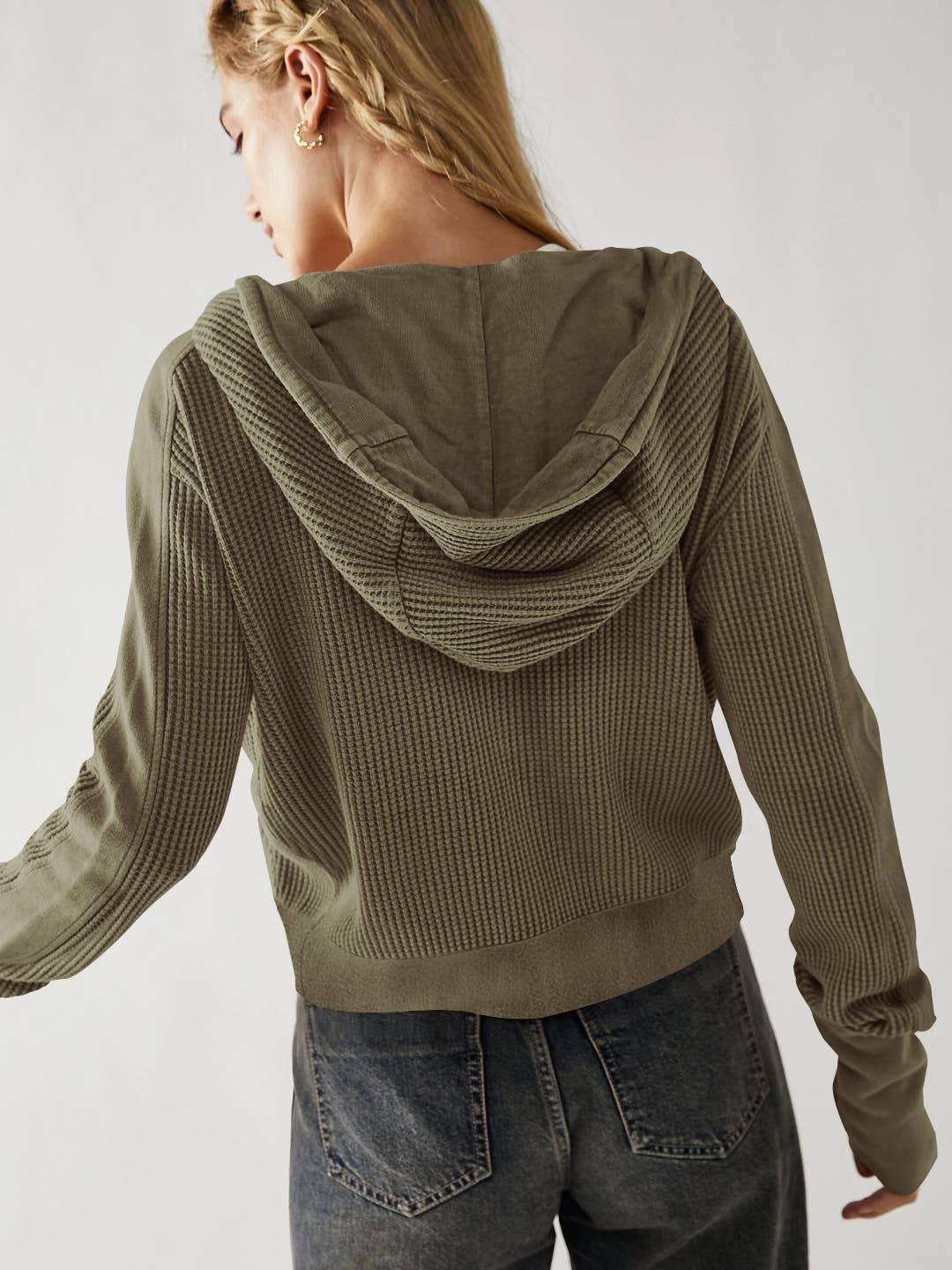 Easy & Olive Waffle Hoodie/Jacket