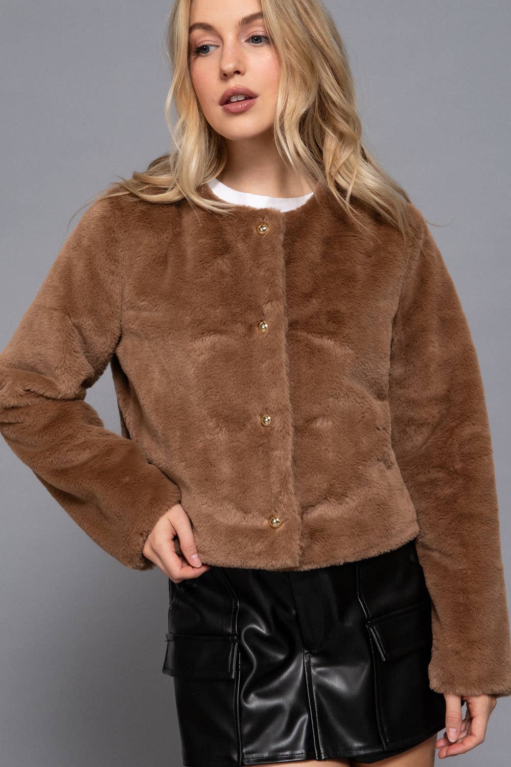 Faux Fur Crop Blazer