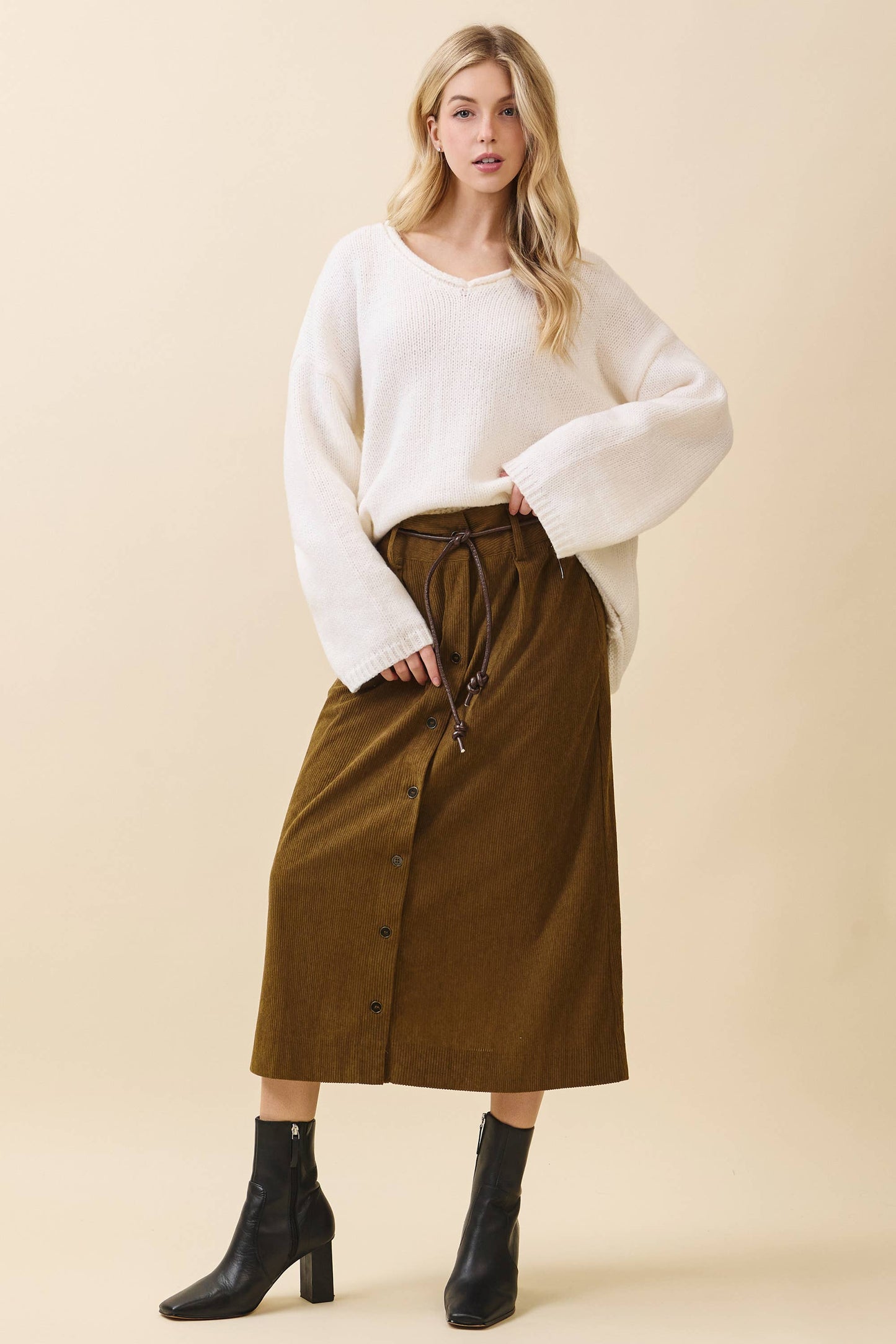 Olive Lane Corduroy Skirt