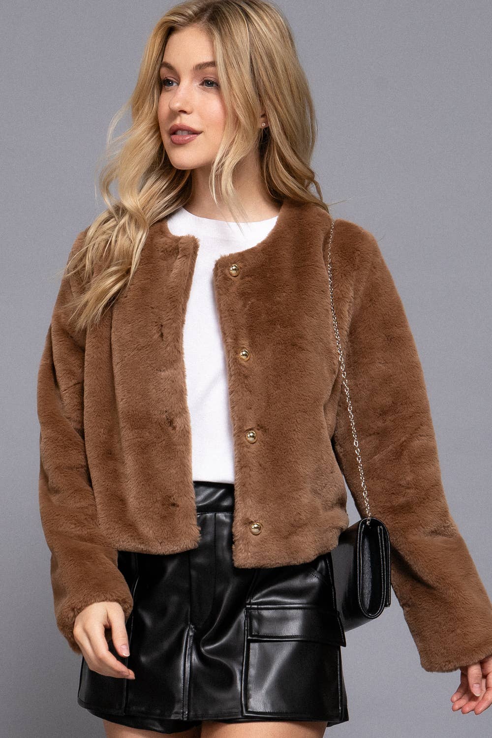 Faux Fur Crop Blazer